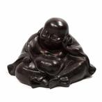 Happy Boeddha Beeld Polyresin Zwart - 13 x 10 x 9 cm, Nieuw, Verzenden
