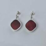 Dames oorringen met vierkante hanger – rood of amber, Verzenden, Nieuw