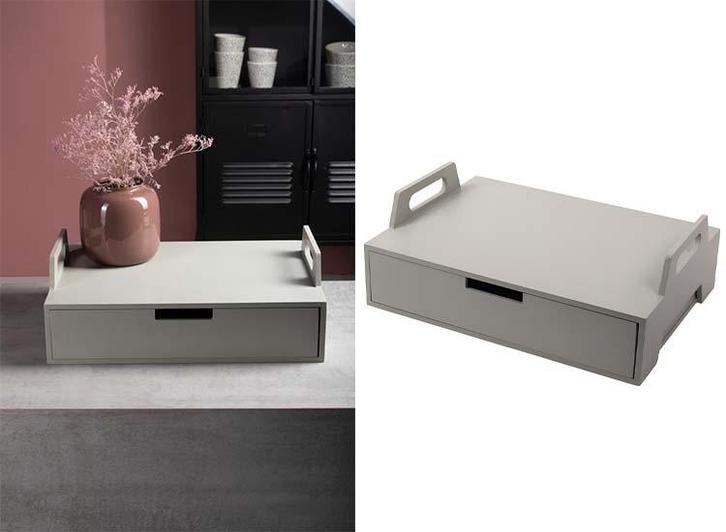 Gusta Dienblad - Laptoptafel - Hout - Grijs - 41 x 30 x 14,5, Computers en Software, Laptopstandaarden, Nieuw, Verzenden