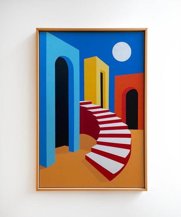 Nelson F. León - Tres Portales y la Luna XL- (NO Reserve), Antiek en Kunst, Kunst | Schilderijen | Modern