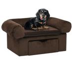 vidaXL Hondenbank met lade 75x50x38 cm pluche bruin, Dieren en Toebehoren, Honden-accessoires, Verzenden, Nieuw