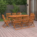 vidaXL 9-delige Tuinset 180x90x75 cm massief acaciahout, Nieuw, 8 zitplaatsen, Tuinset, Verzenden