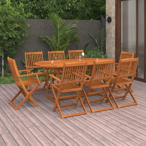 vidaXL 9-delige Tuinset 180x90x75 cm massief acaciahout, Tuin en Terras, Tuinsets en Loungesets, Tuinset, Nieuw, 8 zitplaatsen