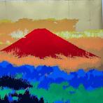 Red Mt.Fuji AKAFUJI -  ” - lithograph Rare, gold-filled