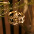 Gouden oorringen met zirconia | Ø 15,0 mm, Sieraden, Tassen en Uiterlijk, Oorbellen, Gebruikt, Overige kleuren, Ophalen of Verzenden