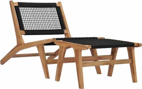 vidaXL Ligbed met voetensteun van massief teakhout en touw, Caravans en Kamperen, Kampeeraccessoires, Zo goed als nieuw, Ophalen of Verzenden