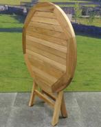 Klaptafel 90 cm rond teak, Tuin en Terras, Ophalen of Verzenden, Nieuw, Teakhout