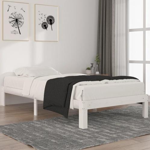 vidaXL Bedframe massief grenenhout wit 100x200 cm, Huis en Inrichting, Slaapkamer | Bedden, 100 cm, 200 cm, Wit, Eenpersoons, Nieuw