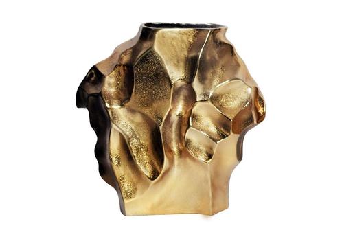 Vaas LIQUID 30cm hammer hamerslag effect goud - 44876, Huis en Inrichting, Woonaccessoires | Vazen, Ophalen of Verzenden