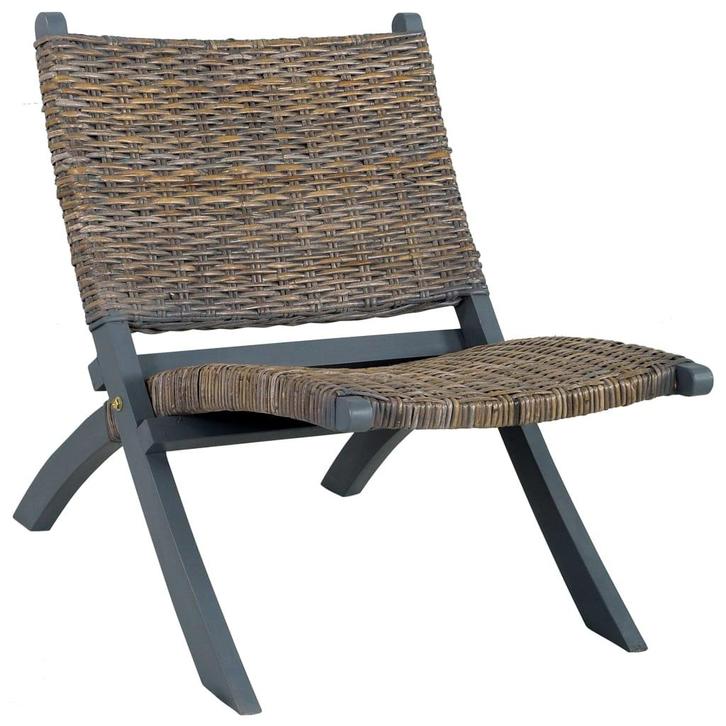 vidaXL Relaxstoel natuurlijk kubu rattan en massief, Huis en Inrichting, Fauteuils, Nieuw, Verzenden