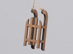 Houten 4 sleetjes hangers kerstdecoratie Naturel 9 cm, Ophalen of Verzenden, Nieuw