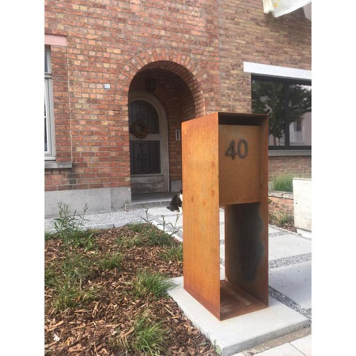 Brievenbussen van Cortenstaal en Zwart - ook voor Pakketten!, Tuin en Terras, Brievenbussen, Staande brievenbus, Nieuw, Staal