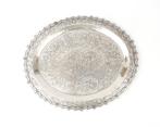 Een zilveren ovaal dienblad, Azië, 19e eeuw, Antiek en Kunst