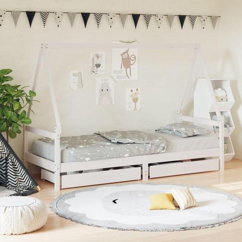 vidaXL Kinderbedframe met lades 80x200 cm massief grenenhout, Kinderen en Baby's, Kinderkamer | Bedden, Nieuw, Verzenden