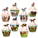 8 Paarden cupcake wrappers en 8 cupcake toppers, Hobby en Vrije tijd, Taarten en Cupcakes maken, Verzenden, Nieuw, Cupcakes, Versiering