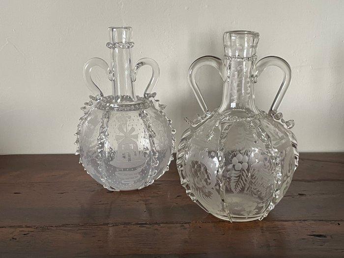 Carafe, Boule Hollandaise fin 18ème - Karaf (2) - Verre, Antiek en Kunst, Antiek | Glas en Kristal