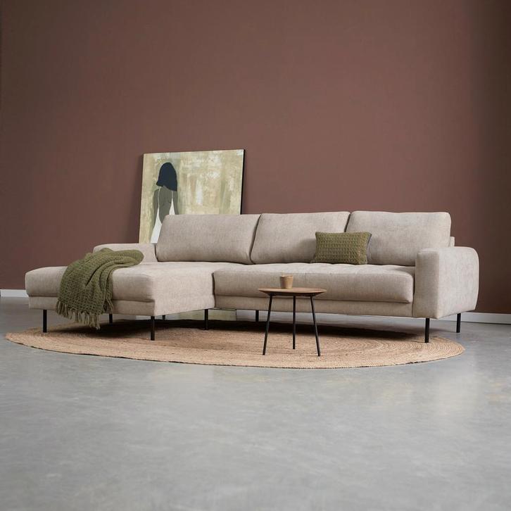 *WOONWINKEL* PEPP Interiors Oreo Beige Bank Hoge Poot Chaisl, Huis en Inrichting, Banken | Bankstellen, Nieuw, Verzenden
