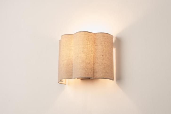 Rietveld Wandlampen - Beige, Zand - Stof, Metaal, Huis en Inrichting, Lampen | Wandlampen, Verzenden
