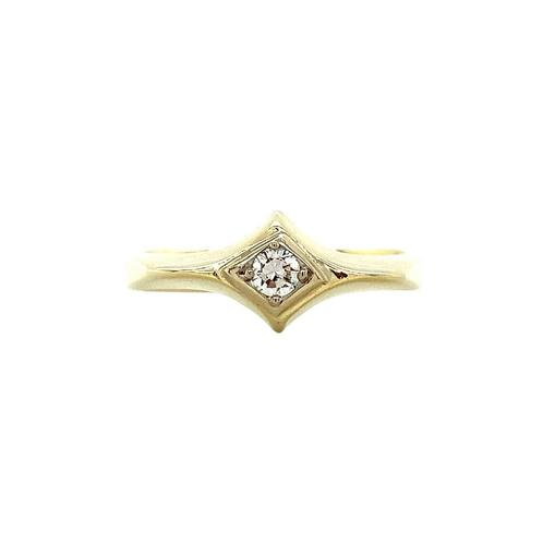 Gouden ring met diamant 14 krt, Sieraden, Tassen en Uiterlijk, Ringen, Wit, Zo goed als nieuw, Goud, Verzenden
