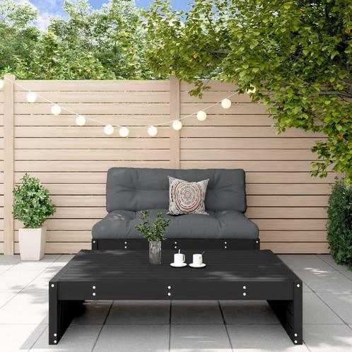 vidaXL 2-delige Loungeset met kussens massief hout zwart, Tuin en Terras, Tuinsets en Loungesets, Loungeset, Nieuw, 2 zitplaatsen