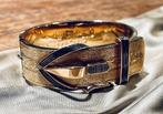 Prachtige Brede Gouden Vintage Slavenarmband 18 KRT // di..., Ophalen of Verzenden, Gebruikt, Goud, Goud