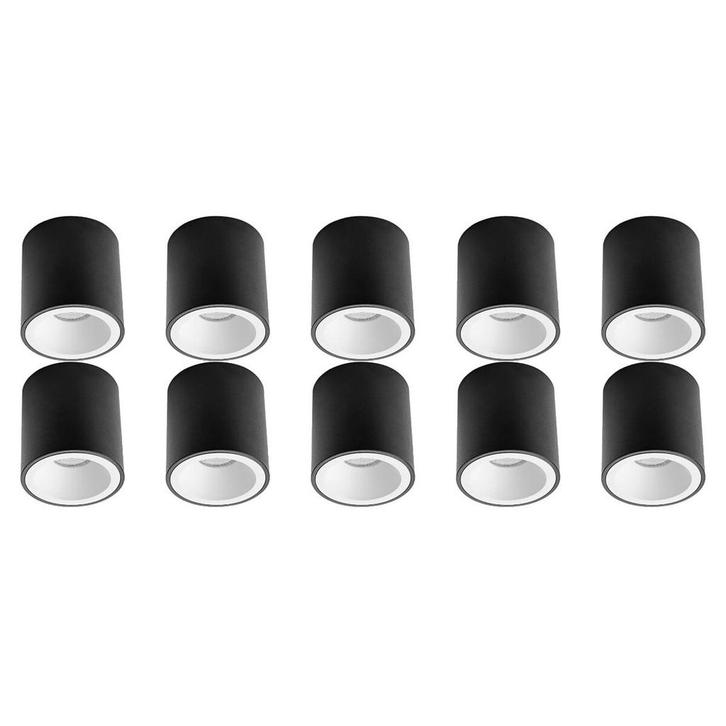Opbouwspot 10 Pack - Pragmi Cliron Pro - GU10 Fitting -, Huis en Inrichting, Lampen | Spots, Plafondspot of Wandspot, Nieuw, Led