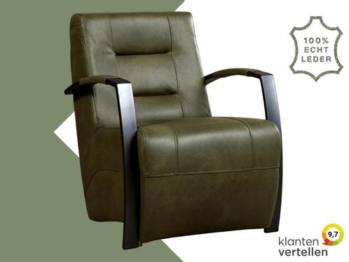 Leren fauteuil Magnificent - Granada Moss (olijf/groen), Huis en Inrichting, Fauteuils, 50 tot 75 cm, 75 tot 100 cm, Nieuw, Leer