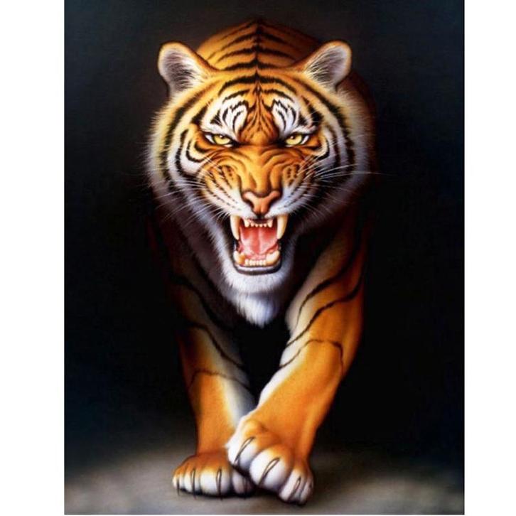 Schilderen op Nummer Set - Tijger Schaduw - incl. Verf & Pen, Hobby en Vrije tijd, Knutselen, Nieuw, Ophalen of Verzenden