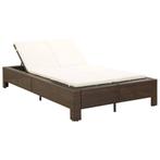 vidaXL Ligbed met kussen 2-persoons poly rattan bruin, Verzenden, Nieuw