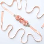 Bruidsriem Weddingbelt Peach Chiffon strass parels satijn, Ophalen of Verzenden, Nieuw