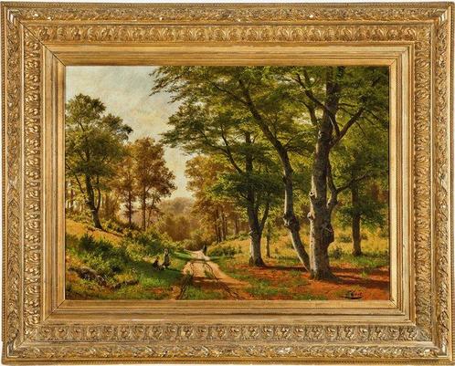 Fritz Ebel (1835-1895) - Children resting on the forest path, Antiek en Kunst, Kunst | Schilderijen | Klassiek