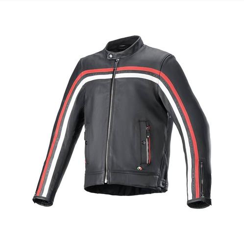 Alpinestars Dyno Leren Jas Zwart Ruby Rood Ecru, Motoren, Kleding | Motorkleding, Heren, Nieuw met kaartje, Jas | textiel, Verzenden