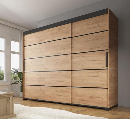 Kledingkast Crown - Eiken - 250 cm - Garderobekast, Huis en Inrichting, Kasten | Vitrinekasten, 50 tot 75 cm, Nieuw, 150 tot 200 cm