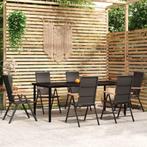 vidaXL 7-delige Tuinset zwart, Tuin en Terras, Tuinsets en Loungesets, Verzenden, 6 zitplaatsen, Nieuw, Rvs