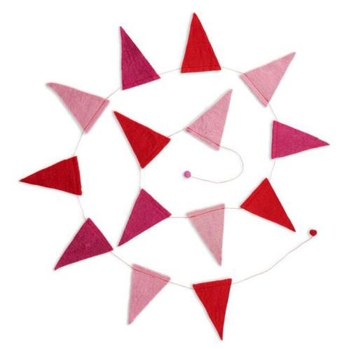 Viltslinger Wolvilt - Vlaggetjes Love - Rood/Fuchsia/Roze -, Kinderen en Baby's, Kinderkamer | Inrichting en Decoratie, Nieuw