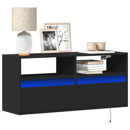 vidaXL Tv-wandmeubel met LED-verlichting 100x31x45 cm zwart, Huis en Inrichting, Kasten | Televisiemeubels, Nieuw, Overige houtsoorten