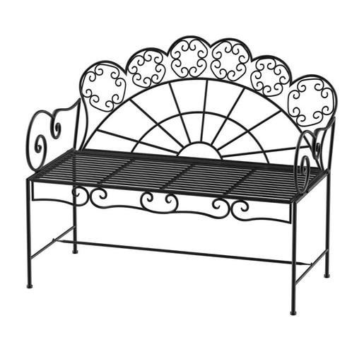 TRUUSK ® Tuinbank 2-zits Bank Tuinmeubel Metaal Zwart, Tuin en Terras, Tuinbanken, Nieuw, Verzenden