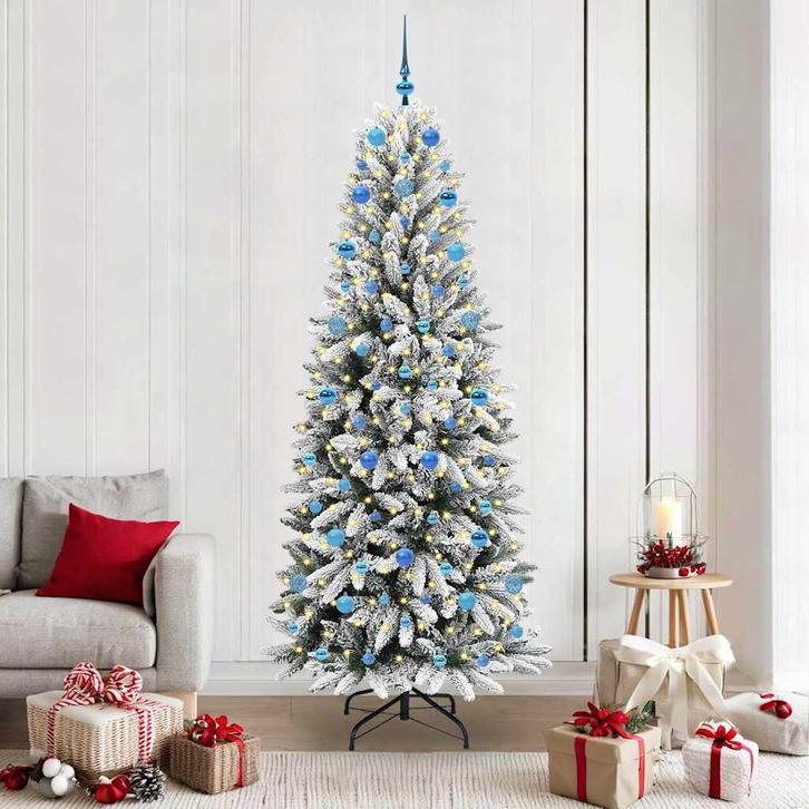 vidaXL Kunstkerstboom Wit 210 cm PVC en Plastic en Staal en, Diversen, Kerst, Nieuw, Verzenden