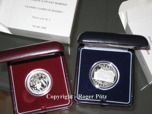 15 Euro 5 + 10 Euro zilver San Marino 2008 Pp Gedenkmunte..., Postzegels en Munten, Munten | Europa | Euromunten, Verzenden