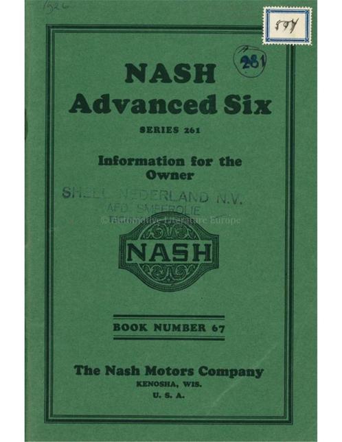 1926 NASH ADVANCED SIX INSTRUCTIEBOEKJE ENGELS, Auto diversen, Handleidingen en Instructieboekjes
