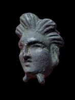 Oud-Romeins Brons Stunning Face Applique of a Satyr, Verzamelen, Mineralen en Fossielen