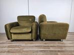 Fauteuil - Textiel - Twee vintage fauteuils in groene stof