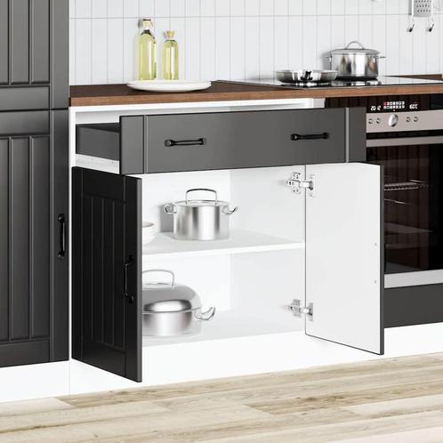 vidaXL Keuken onderkast Lucca bewerkt hout zwart, Huis en Inrichting, Keuken | Keukenelementen, Zwart, Nieuw, Verzenden