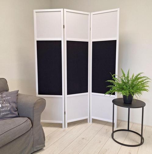 Kamerscherm 3 panelen - zwart wit - Prikbord - hout MDF, Huis en Inrichting, Woonaccessoires | Kamerschermen, Nieuw, Verzenden
