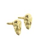 Gouden manchetknopen met artistieke gezichtsvormen, Ophalen of Verzenden, Gebruikt, Goud