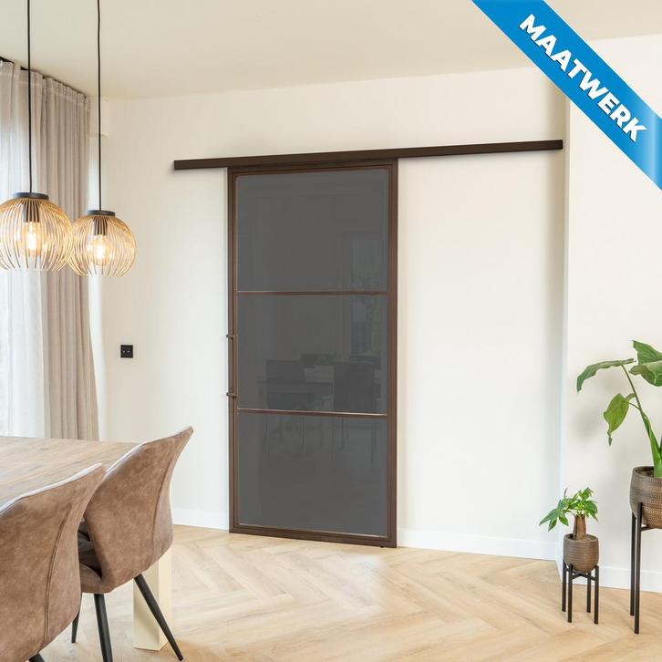 Stalen Schuifdeur met koofsysteem 3 Vlaks Brons Maatwerk Roo, Doe-het-zelf en Verbouw, Kozijnen en Schuifpuien, Nieuw, Metaal