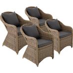 4 luxe wicker fauteuils met kussens - natuur, Verzenden, Nieuw