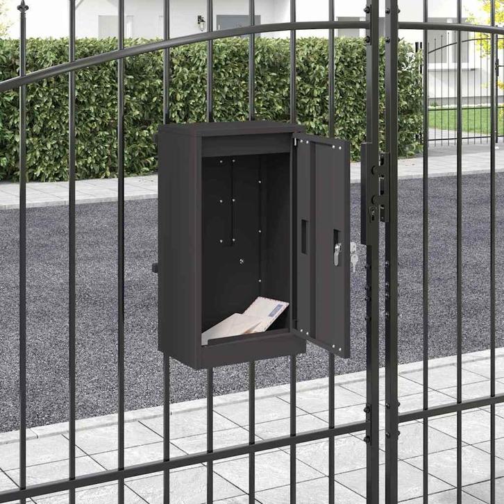 vidaXL Brievenbus Zwart 30 x 23 x 55 cm Staal, Tuin en Terras, Brievenbussen, Nieuw, Verzenden