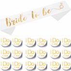 Bride to Be en I Do Crew set met sjerp + buttons wit/goud, Kleding | Dames, Verzenden, Wit, Sweet-One, Nieuw