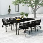 vidaXL 7-delige Tuinset zwart, Tuin en Terras, Tuinsets en Loungesets, Kunststof, Verzenden, 6 zitplaatsen, Nieuw